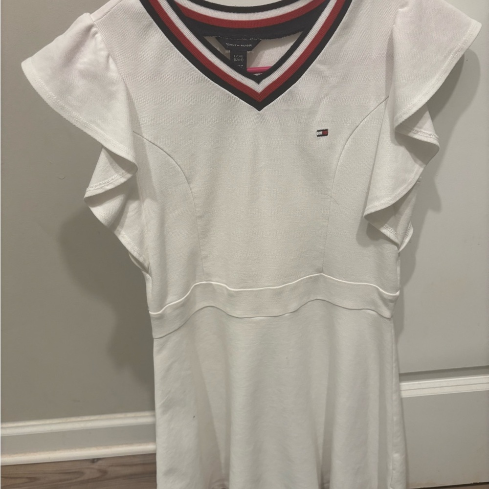 Tommy Hilfiger White Dress with Red and Blue Accents